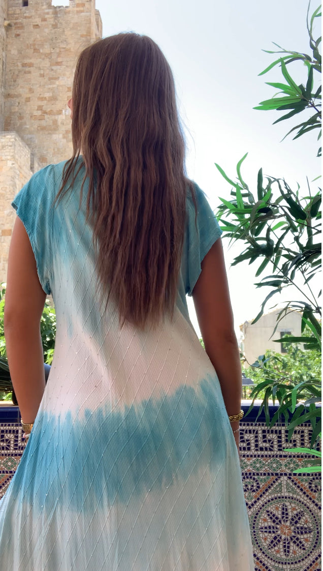Abi Robe Tie and Dye bleu