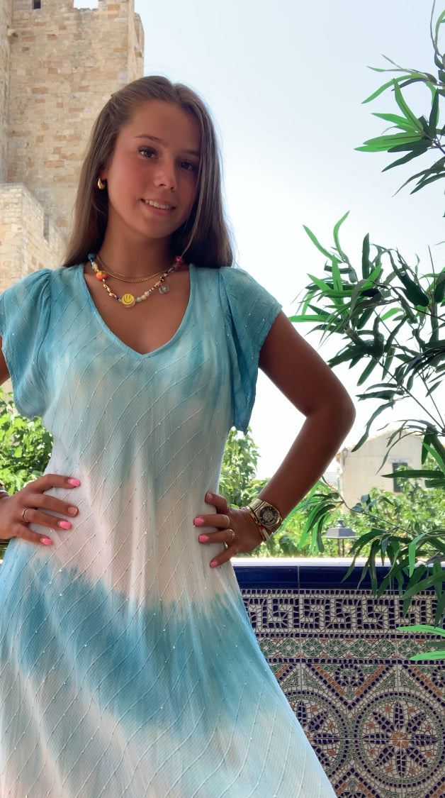 Abi Robe Tie and Dye bleu