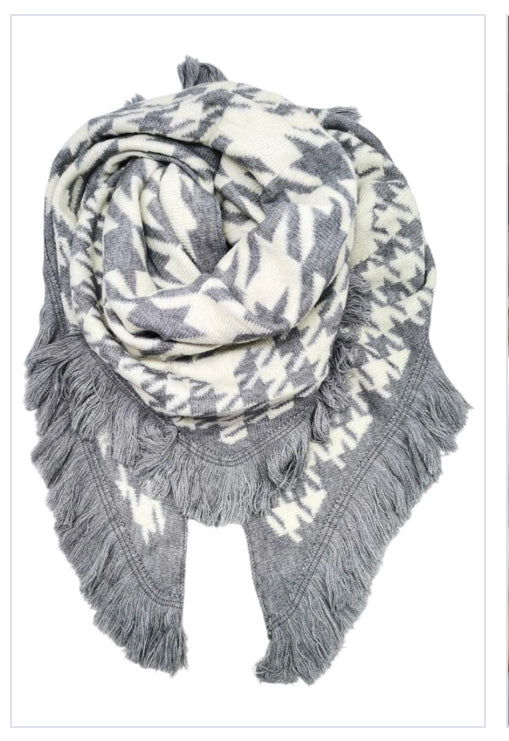 Ac Écharpe triangle grise et blanche