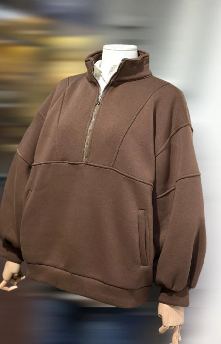 b Sweat-shirt molletonné chocolat