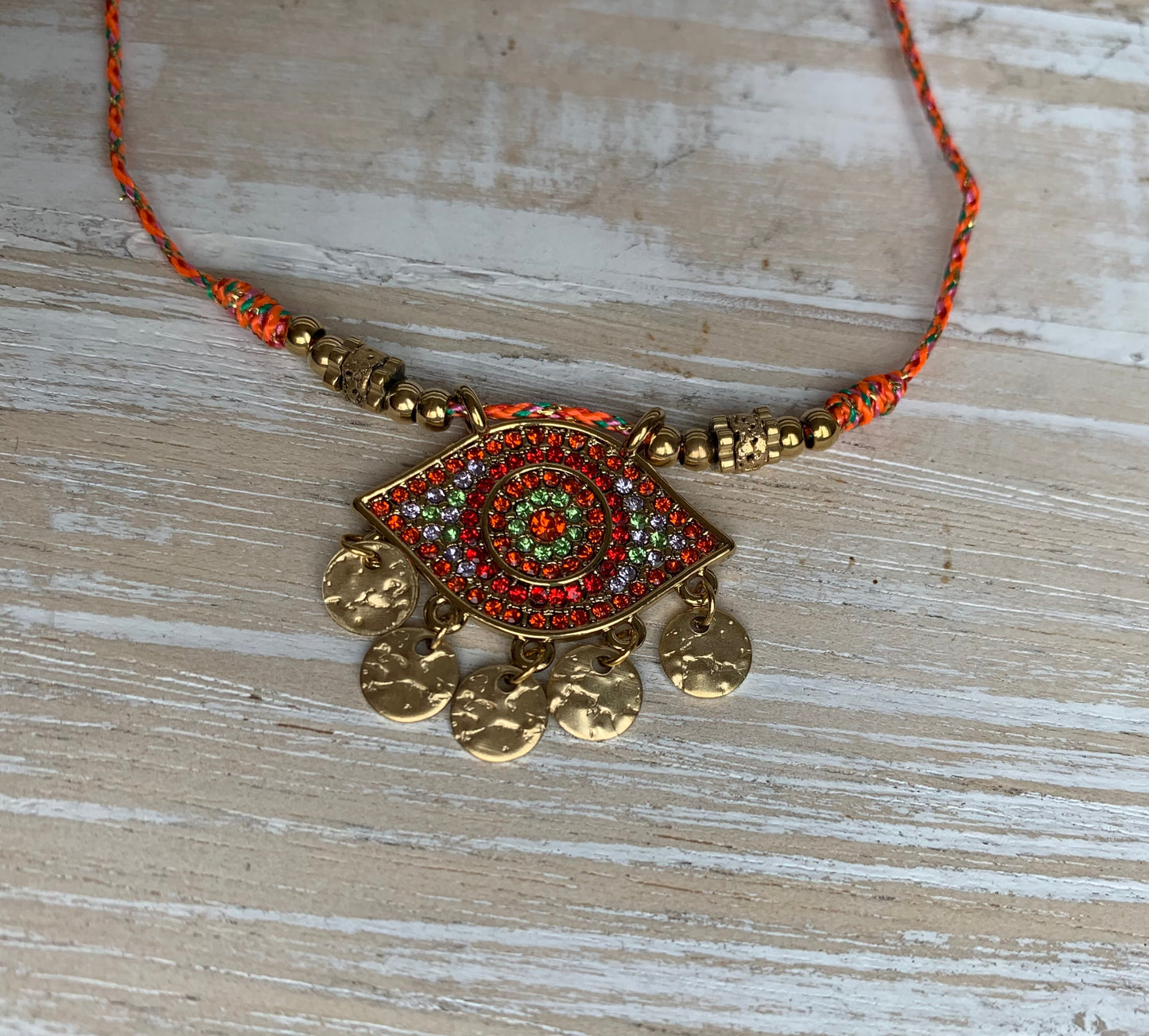 COLLIER LITTLE EYE ORANGE