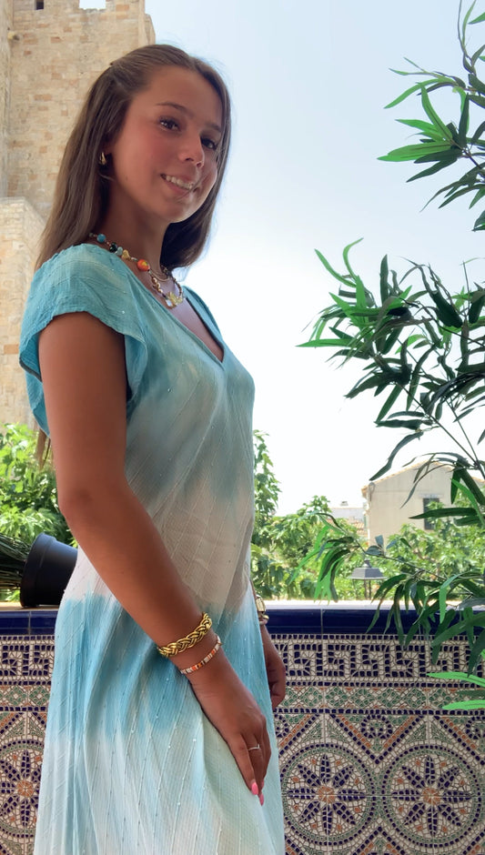 Abi Robe Tie and Dye bleu