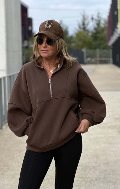 b Sweat-shirt molletonné chocolat