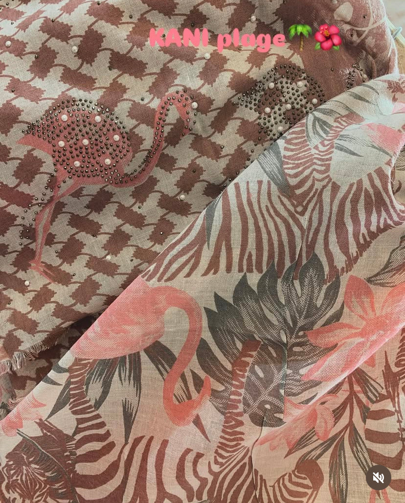 Foulard Paréo Flamand Rose Gris