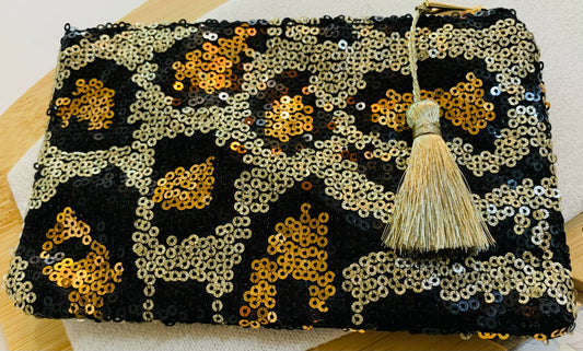 POCHETTE SOUPLE NOIRE AVEC SEQUINS