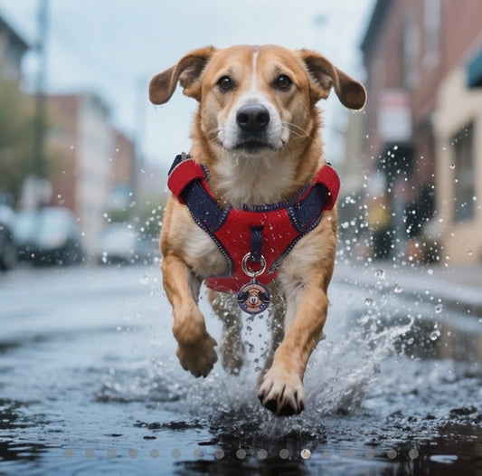 Harnais connecté super léger rouge et bleu