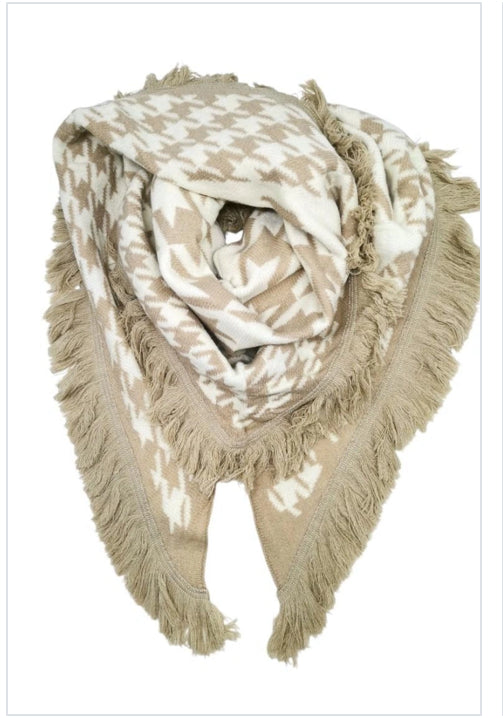 Ac Écharpe triangle beige et blanche