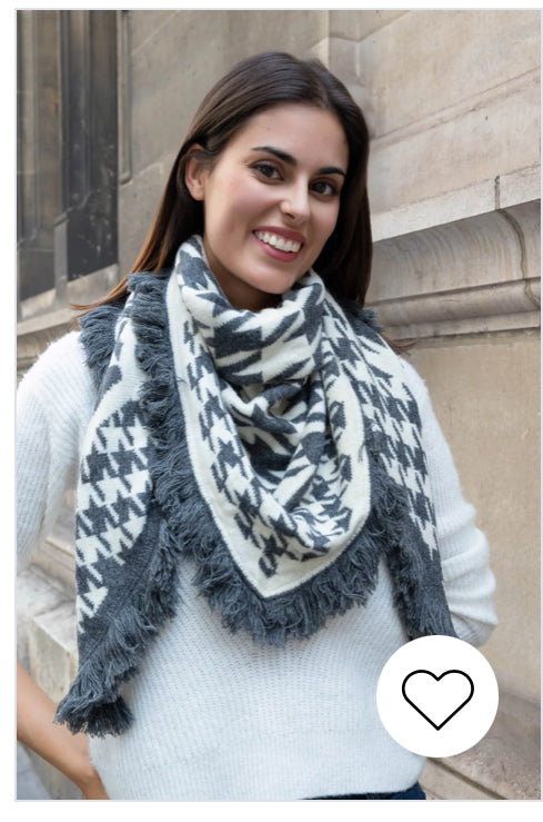 Ac Écharpe triangle grise et blanche